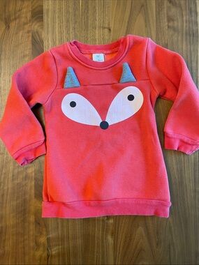 Girls' Coral Pink Fox Pullover Fleece Sweatshirt
